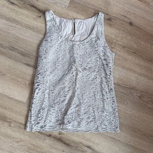 LOFT Light Grey Lace Tank Top